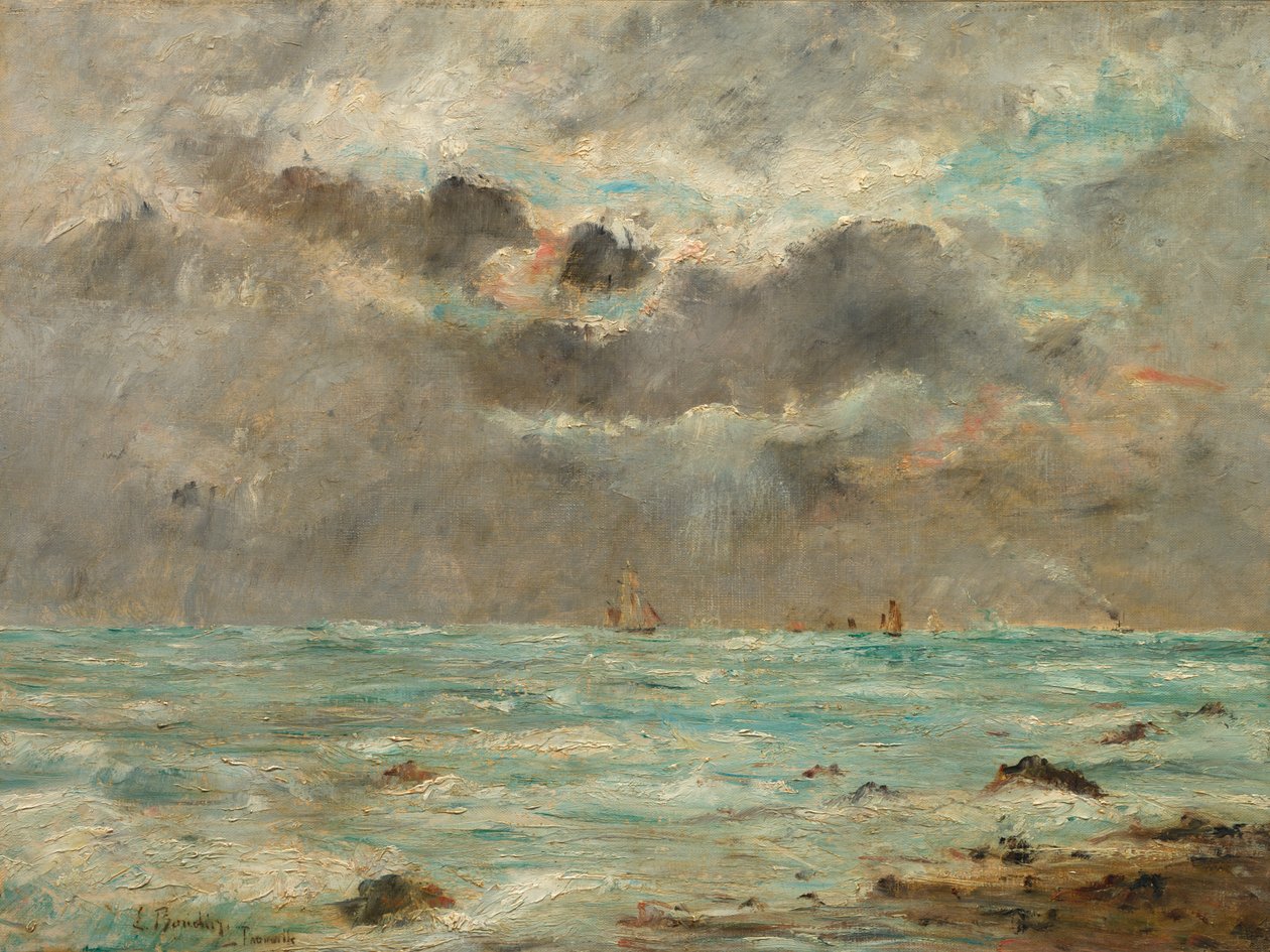 The Coast at Trouville by imitator of Eugène Boudin