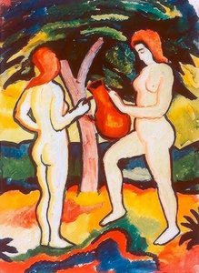Two Nudes with Jug
