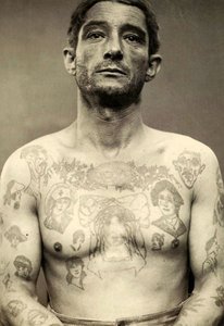 Portrait of a tattooed man