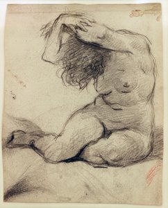 Seated Female Nude with Raised Hands