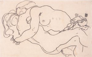 Two Embracing Female Nudes, 1918