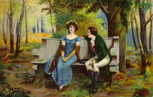 Couple sitting on a loveseat