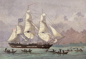 The Missionary Ship Duff Arriving at Tahiti