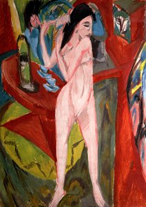 Nude Woman Combing Her Hair