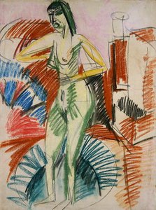 Standing Female Nude, in a Tub