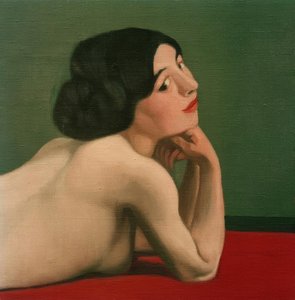 Reclining Nude on Red Carpet