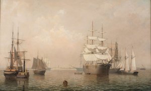 Merchantmen Off Boston Harbor