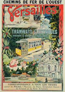 Poster advertising the electric tram at Versailles