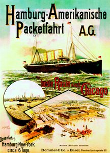 Poster Advertising the Hamburg American Line, 1893