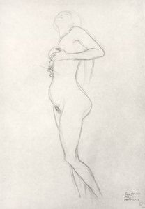 Standing Nude Girl Looking Up