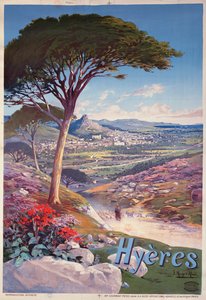 Poster advertising Hyeres, Provence