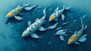 Koi Carp Fish Blue