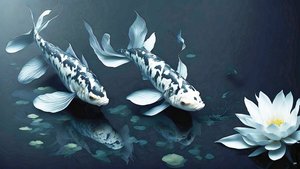 Koi Carp Fish White Marble