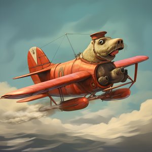A Walrus Flying an Airplane 2