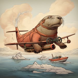 A Walrus Flying an Airplane 4