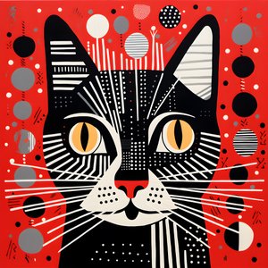 Cat in Black and Red Stripes 1