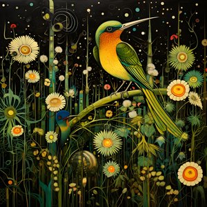Hummingbirds and a Frog in the Forest 3