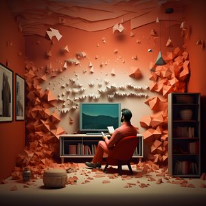 Man Sitting on a Sofa, Watching TV 3