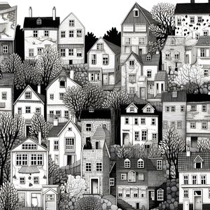 A Black and White Picture of Houses 2
