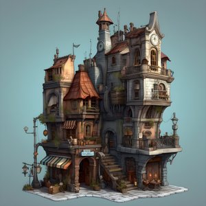 A City Block with Building and Stone Staircase 1