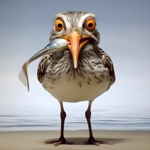 A Sandpiper Holding a Fish 1
