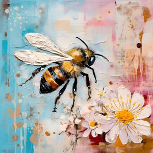 A Bee Illustration in Pastel Impasto Oil Technique 2