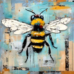 A Bee Illustration in Pastel Impasto Oil Technique 4