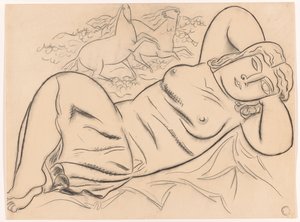 Reclining Nude Woman with Horses