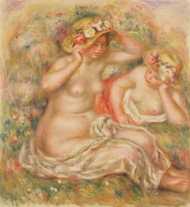 Two Nudes Wearing Hats
