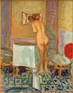 Nude with Red Fabric or Nude at the Toilet