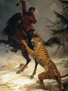 Siberian Tiger Attacking a Cossack