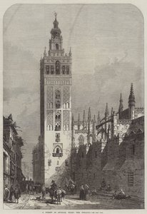 A Street in Seville, Spain, the Giralda