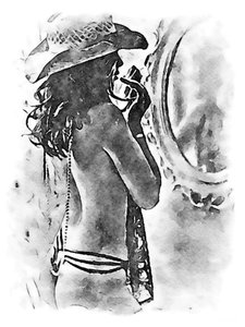 Woman with Cowboy Hat