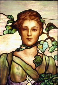 A leaded glass portrait window, c.1900