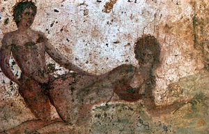 Erotic mural, Pompeii, Italy