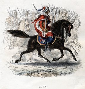 Horseback Spahis. Engraving from 1844.