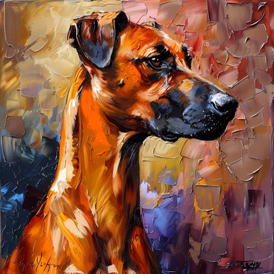 Abstract Rhodesian Ridgeback Dog Painting by F. Abderrahim