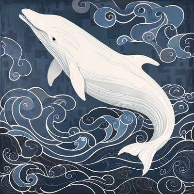 Dolphin in a Surreal Blue Background by F. Abderrahim