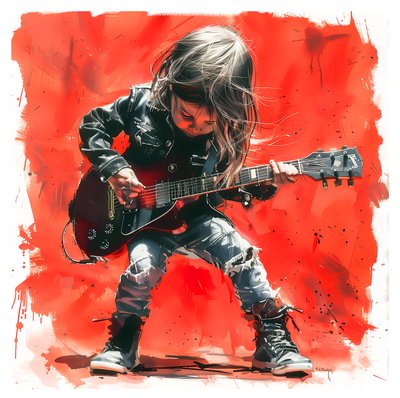 A child playing rock electric guitar by F. Abderrahim