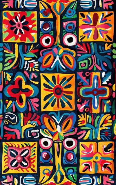 Colorful Naive Art Painting by F. Abderrahim