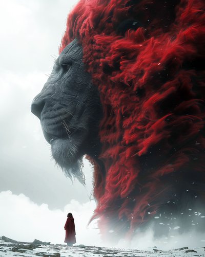 Lion & Man by F. Abderrahim