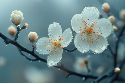 White flowers under the morning dew by F. Abderrahim