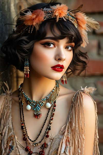 A Beautiful lady at a festival 1920s by F. Abderrahim