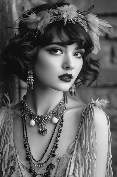 Black & white photography: a Beautiful woman 1920s by F. Abderrahim