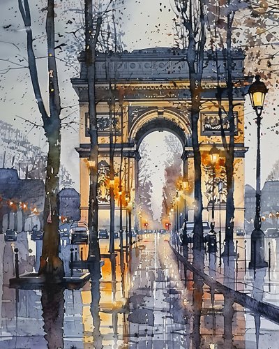 Champs Elysées Paris France in Winter by F. Abderrahim