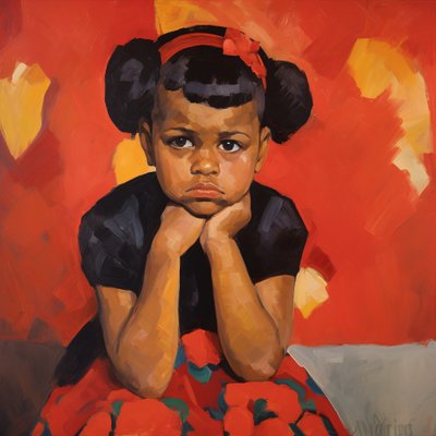 Little African American Toddler Girl Sitting by F. Abderrahim