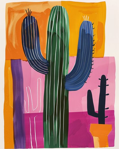 Cactus Painting on Canvas by F. Abderrahim
