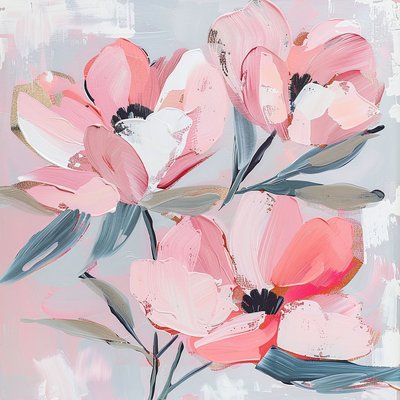 Abstract Pink Snow Flowers by F. Abderrahim