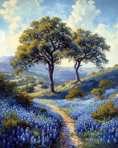 A Path in a Landscape Lined with Lavender Flowers by F. Abderrahim