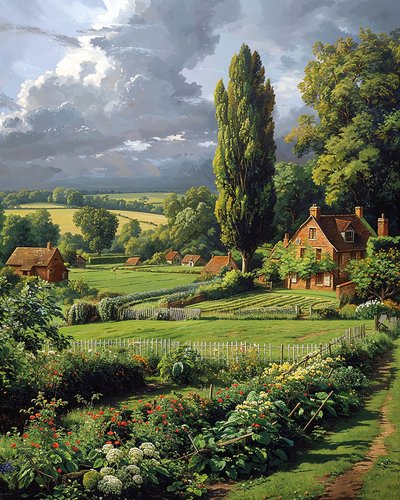 Panoramic Countryside Landscape in Spring by F. Abderrahim